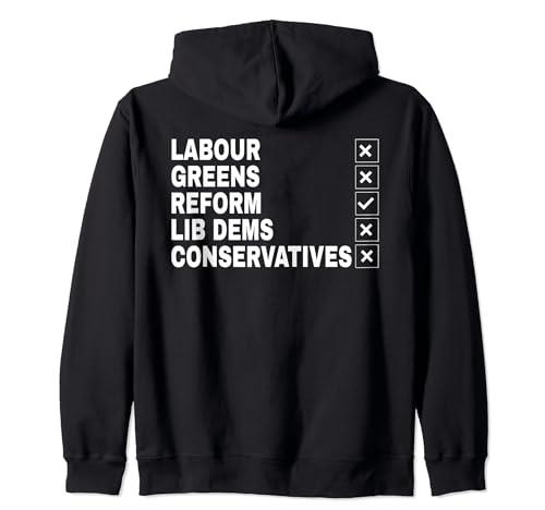 Funny British Political Party Choices Vote Reform Party UK Zip Hoodie