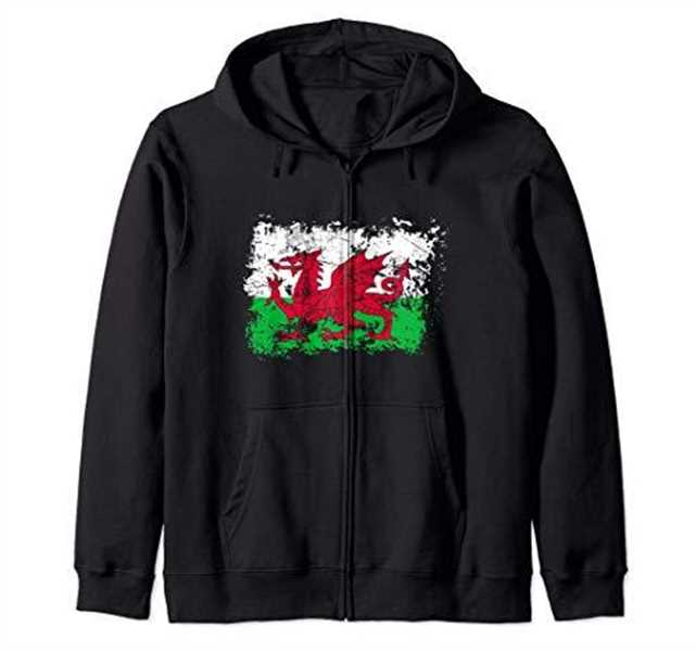 Wales Flag Welsh Dragon Banner Y Ddraig Goch Cardiff Heritage Zip Hoodie