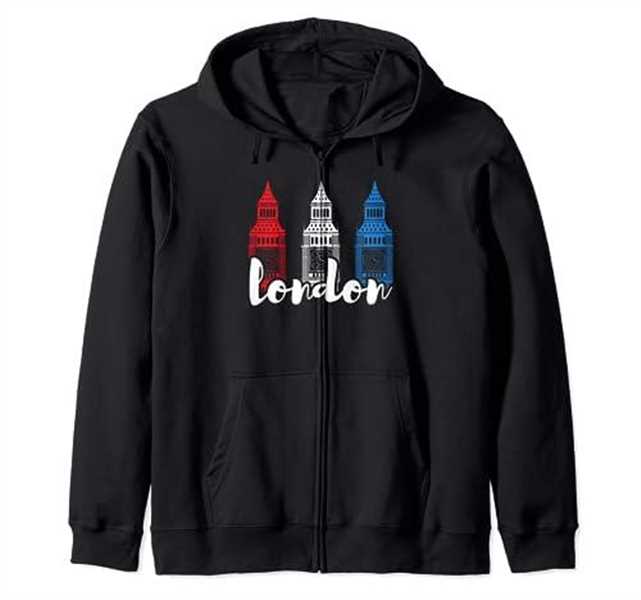 London England United Kingdom Souvenir Travel UK Flag Zip Hoodie