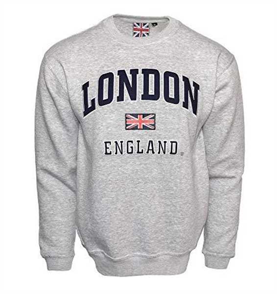 British Heritage Brands Unisex London England Sweatshirt Grey Navy XS-2XL (M)