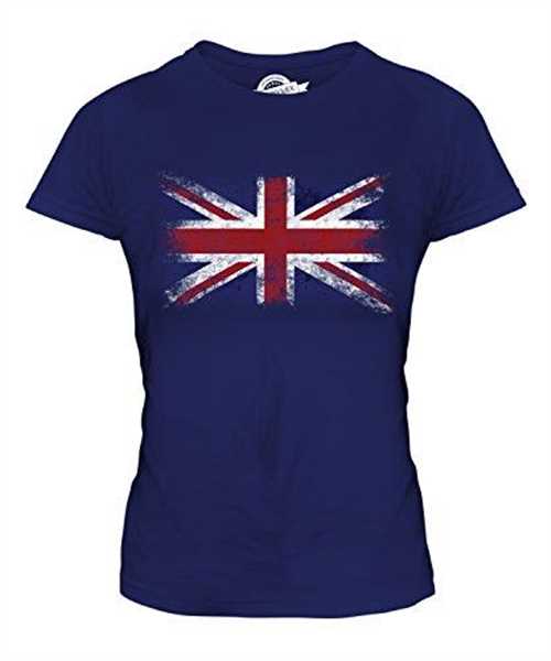 Great Britain Union Jack Distressed Flag - Ladies Fitted T Shirt