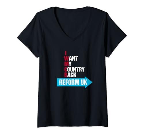 Womens I want my country back - Reform UK V-Neck T-Shirt