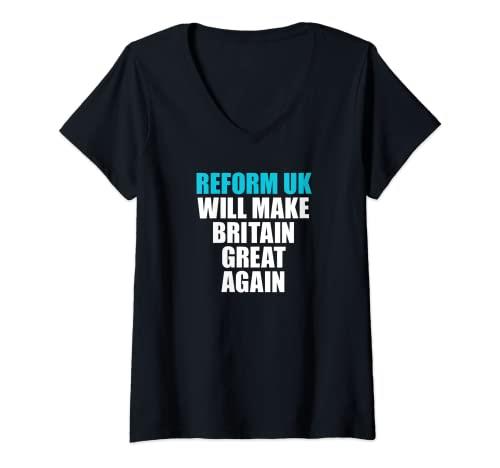 Womens Vote Reform UK V-Neck Reform will make Britian Great Again T-Shirt