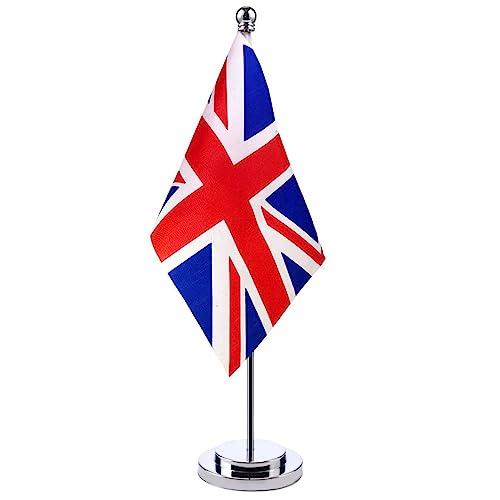 United-Kingdom Table Flag British Desktop Flags Resistant Stainless Steel Stand Base