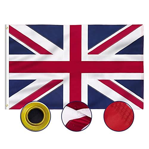 Union Jack Flag British Flag UK Flag 5ftx3ft/150 x 90cm Heavy Duty Embroidered Flag of UK 210D Nylon Large Flag