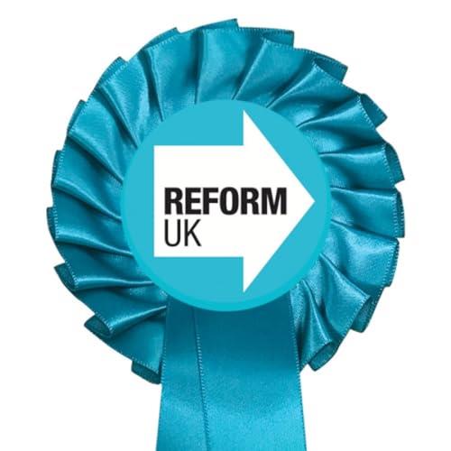 Blue Reform UK Rosette 1 Tier with Reformuk Political Party Logo 24.5cm