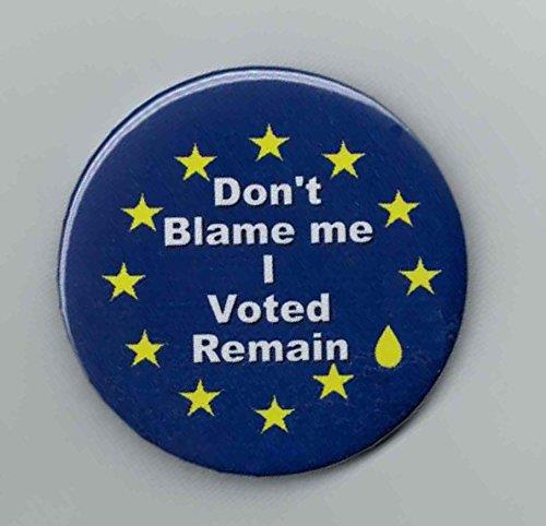 "Dont blame me, I voted Remain" EU Brexit referendum 38 mm Button badge