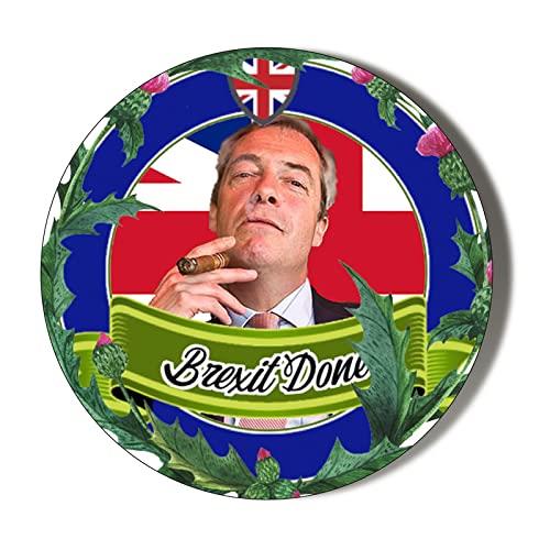 NIGEL FARAGE SMOKING CIGAR - BREXIT DONE - BLUE 38mm Small Novelty Badge