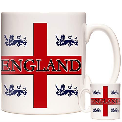 St Georges Flag and 4 Lions a Ceramic Gift Mug. England Flag Mug. 11oz ceramic mug