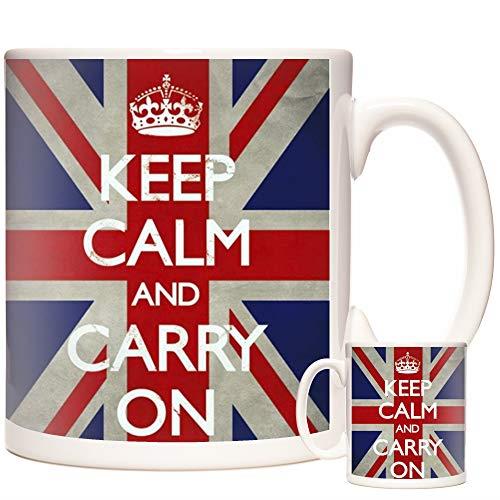 Union Jack Flag Mug. Keep Calm and Carry On, 11oz ceramic mug United Kingdom flag on a mug. 