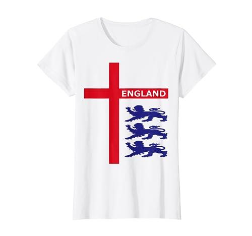 England Flag & Lions Football Supporter T-Shirt for Fans