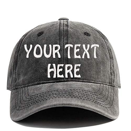 YNE Custom Embroidered Name Text Word Unisex Cowboy Hat Personalized Adjustable Cowboy Cap Add Your Text Dad Hats (Black), XL