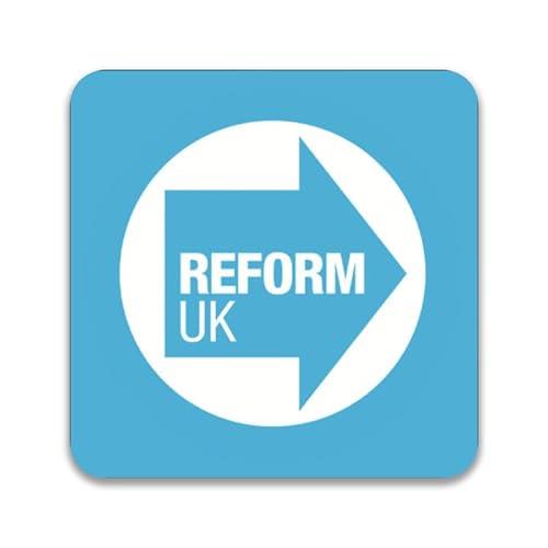 Reform UK Party logo- Its Time For Reform - 55mm square badge