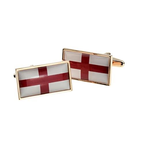 England St George Flag Rose Gold Cufflinks – Presented in Elegant Cufflink Box