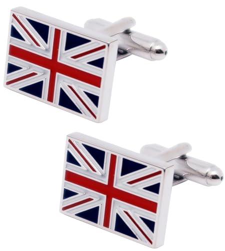 British Union Jack Flag Cufflinks in Gift Box – Ideal for Weddings, Parties, Business, Anniversaries, and Birthdays