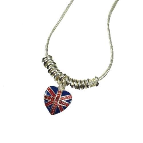 Fancy Dress VIP Enamel Union Jack Necklace – Heart-Shaped Jewelry with British Flag Design