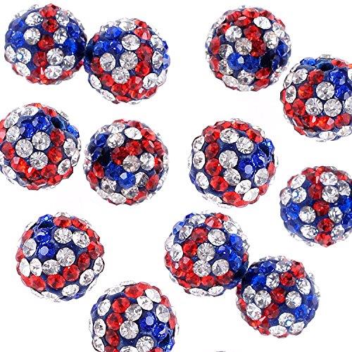 UK Union Jack Flag Czech Crystal Round Disco Ball Clay Beads – 20pcs 10mm Beads for Shamballa Jewelry Making