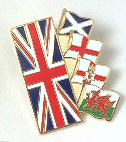 Union Jack & Four Home Nations Friendship Flags Enamel Lapel Pin Badge – Emblems Gifts