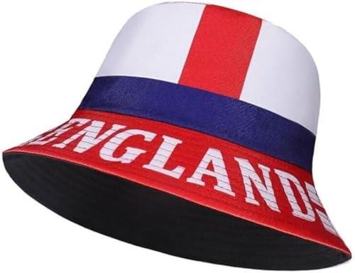 Men & Women England Bucket Hat, St George Cross Flag Hat, Reversible & Foldable, Summer Bucket Hat, Football Hat, Durable and Lightweight, Sun UV Protection