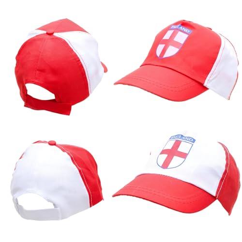 5Pcs Baseball Caps-England Supporters Headwear-Rugby Football Cricket World Cup English Fans Accessories Adjustable, Red & White