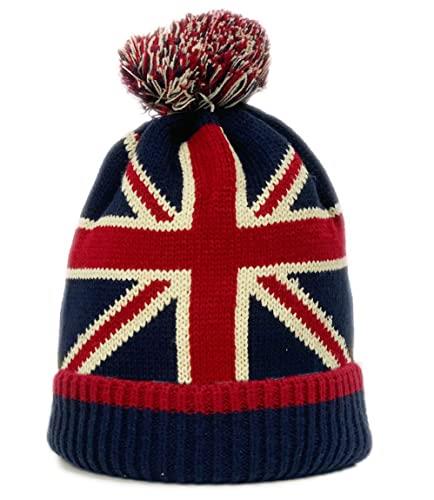 Union Jack Thermal Hat Knitted Hats Pom Pom Bobble England UK Flag