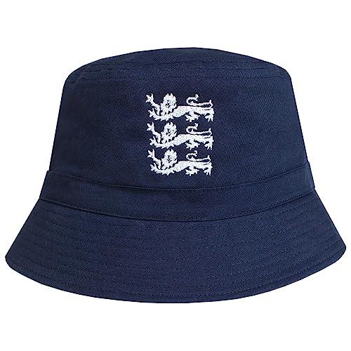 3 Lions England Embroidered Navy Cotton Bucket Hat