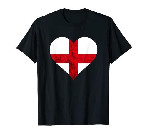 England Heart English Pride St George's Cross English Flag T-Shirt