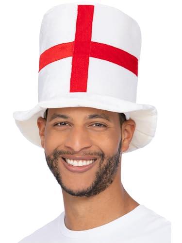 Deluxe England Flag Top Hat, St George England Fancy Dress, Adult Dress Up Accessories