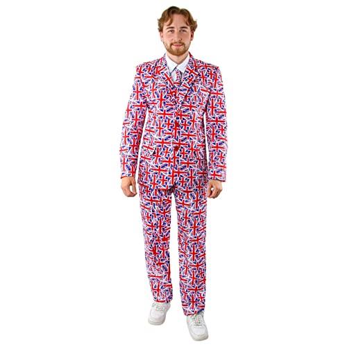 Adults Union Jack Suit - XX-Large - Union Jack Suit Jacket and Trousers - King's Coronation, VE Day, Jubilee, Britain Fancy Dress Costume Blue