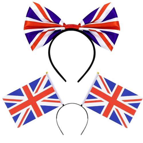 Union Jack Headband Women Kids Union Jack Head Boppers British Flag Hairband Union Jack Bow Headband Girls Union Jack Headbands Fancy Dress Union Jack Hair Accessories British National Day Celebration