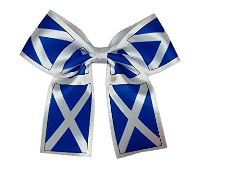 Pack of 2 Hand-Made Scotland flag inspired Hair Clip/Bow Tie Scottish fancy dress hair bow