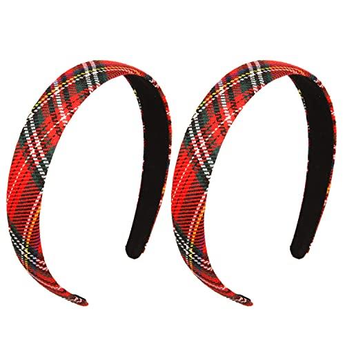 2 Pack Tartan Headband Alice Hair Band - Women & Girls Accessories