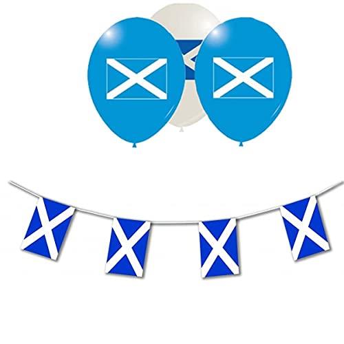 Scottish 24 x 12" Printed Balloons plus 10m Scotland Bunting Banner