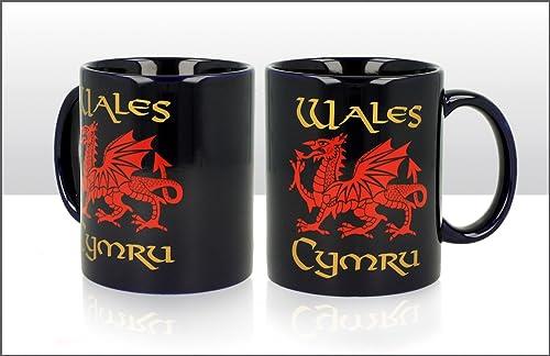 Elgate Wales Cymru Dragon Mug with Navy Blue/Purple Glaze Gift Souvenir Cup Tea Coffee Welsh