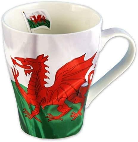 Ceramic Mug with Welsh Flag Wave Design – White, 1 Piece – 9x6x1 cm – Unique Accessory