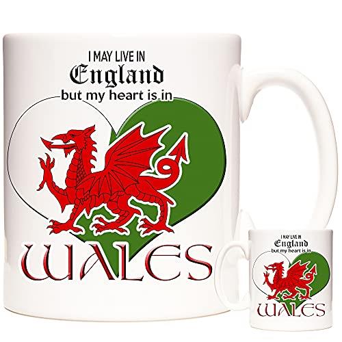 Welsh Dragon Mug - "I May Live in England but My Heart Is in Wales"