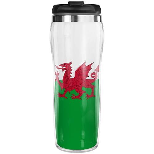 Wales Flag Thermal Travel Mug – 400ml/14oz Coffee & Tea Flask – Welsh Country Flag Design