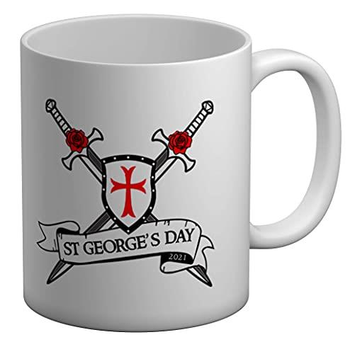 St George's Day Sword and Scroll White 11oz Large Mug Cup