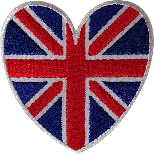 UK Flag Heart Patch - Embroidered Iron-On/Sew-On Union Jack Badge