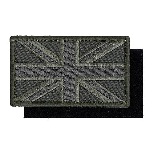 Tactical UK Flag Patch - Embroidered Union Jack Applique (Green)