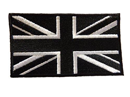 Union Jack Embroidered Patch - Black & Grey Sew-On/Iron-On