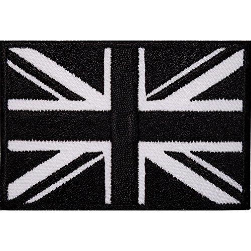 Embroidered Iron-On Black UK Flag Patch - Union Jack British Badge