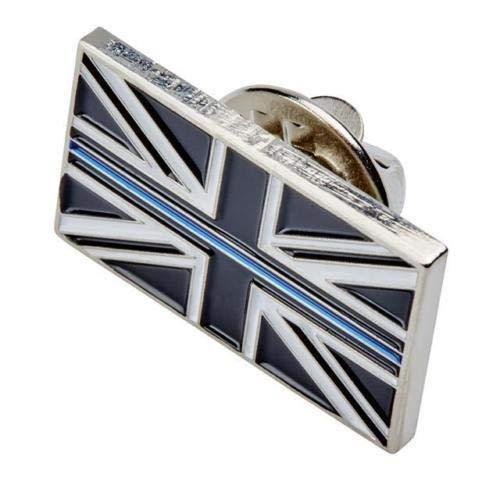 Thin Blue Line Union Jack UK GB Metal Tie Pin Lapel Badge