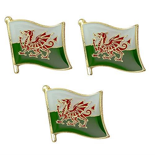 3 X Wales Dragon Welsh Nation Country Flag Lapel Pin Badge by Panda Loco