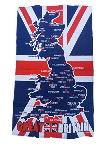 Great Britain Map Union Jack Flag Tea Towel United Kingdom Souvenir Gift UK GB