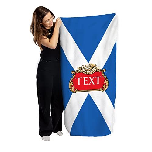 Personalized Scotland Flag Beach Towel - Custom Beer Label Design