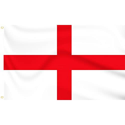 Large England Flag 8ft x 5ft – St George's Cross Wall Banner – Red & White – For Indoor/Outdoor Use – With 2 Metal Eyelets