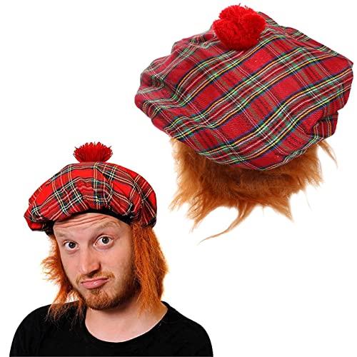 Tam O' Shanter Hat with Wig - Scottish Fancy Dress for St Andrews