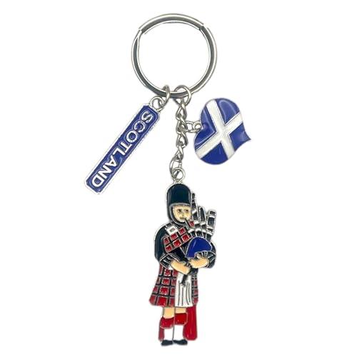 Scottish Piper Keyring - Pipe Playing Scotland Keychain