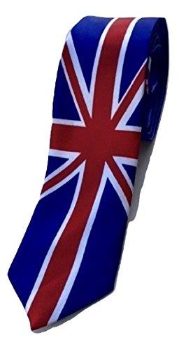 Union Jack British Flag Printed Skinny Tie Fancy Dress Hand Made UK (Royal blue)